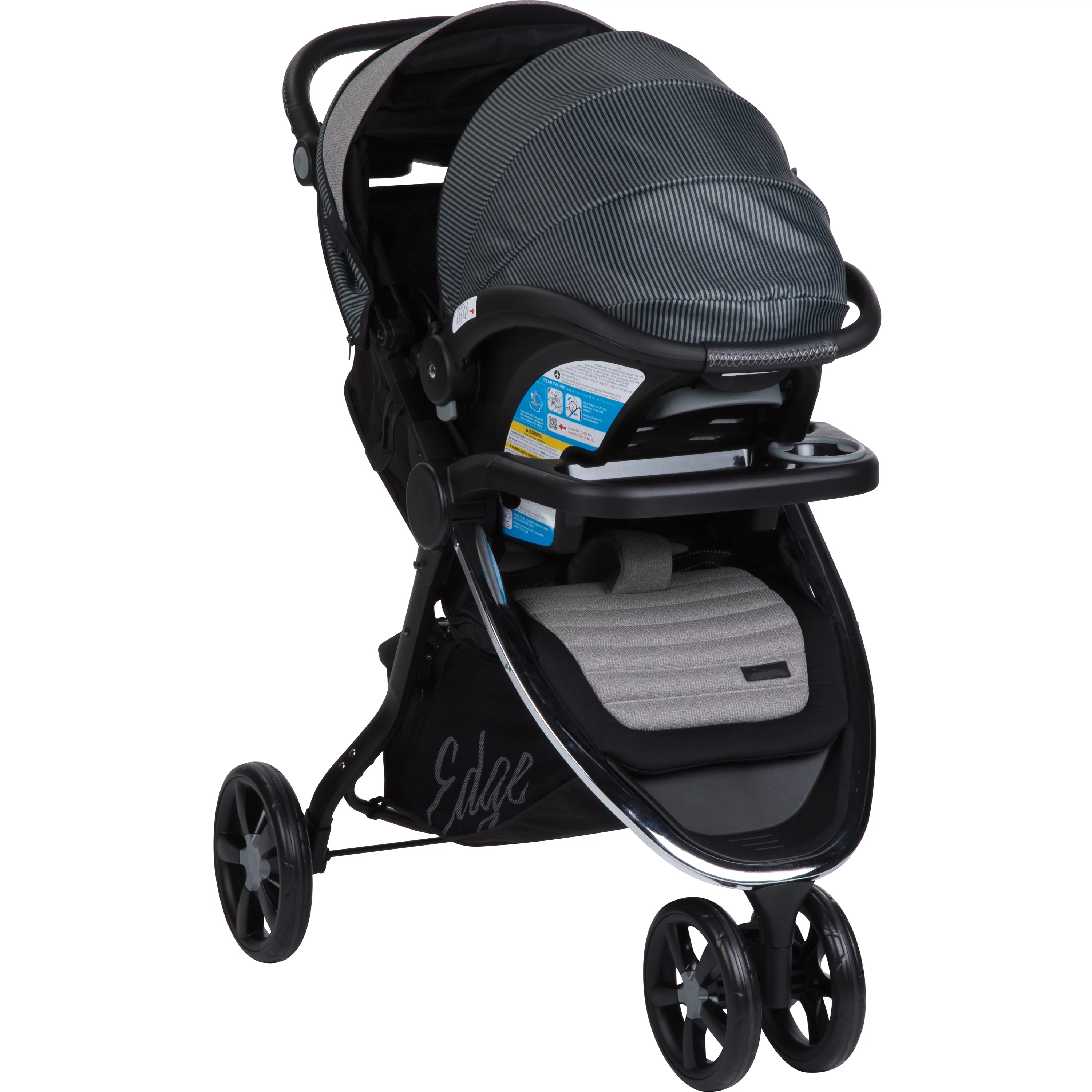Monbebe Edge Travel System Stroller and Rear-Facing Infant Car Seat, Pinstripe
