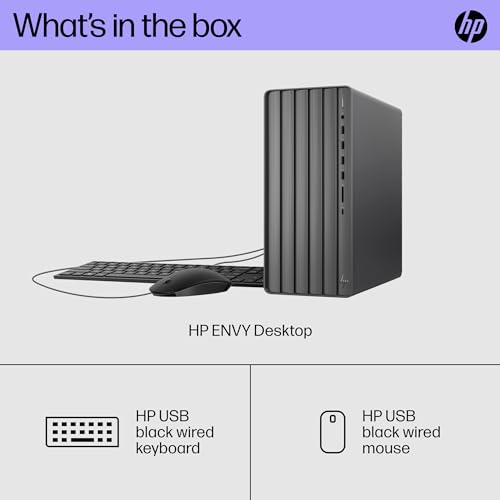 HP Envy Desktop, 12th Gen Intel Core i7-12700, 16 GB RAM, 512 GB SSD & 1 TB SATA Hard Drive, Windows 11 Pro, Wi-Fi & Bluetooth, Wired Keyboard & Mouse, Pre-Built PC Tower (TE01-3022, 2022),black