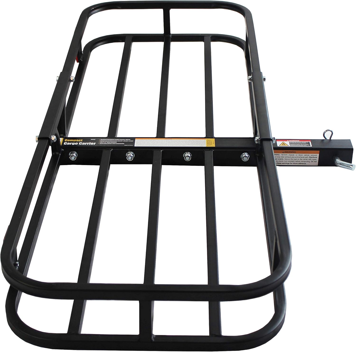 MaxxHaul 70107 53 x 19-1/2 Hitch Cargo Carrier - Trailer Hitch Mount Steel Cargo Carrier With High Side Rails For RV's, Trucks, SUV's, Vans, Cars With 2 Hitch Receiver - 500-lb Load Capacity , Black