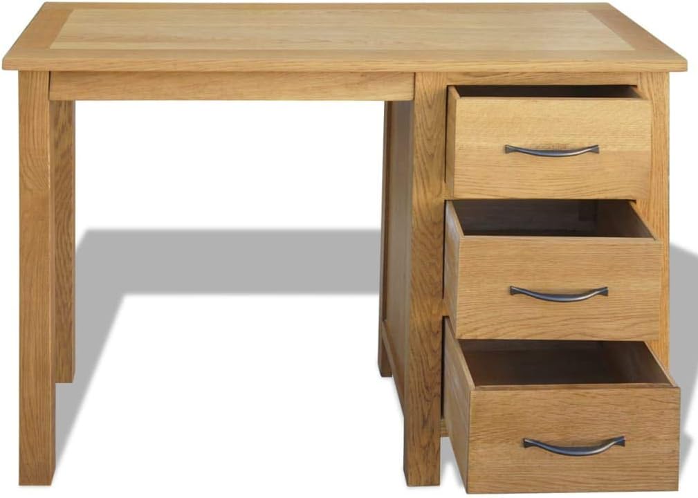 Desk with 3 Drawers,Writing Desk with Drawers,Simple Desk,Computer Desk,Home Office Desks,Studio Desk,for Home Office Workstation,Solid Oak Wood 41.7"x15.7"x29.5"