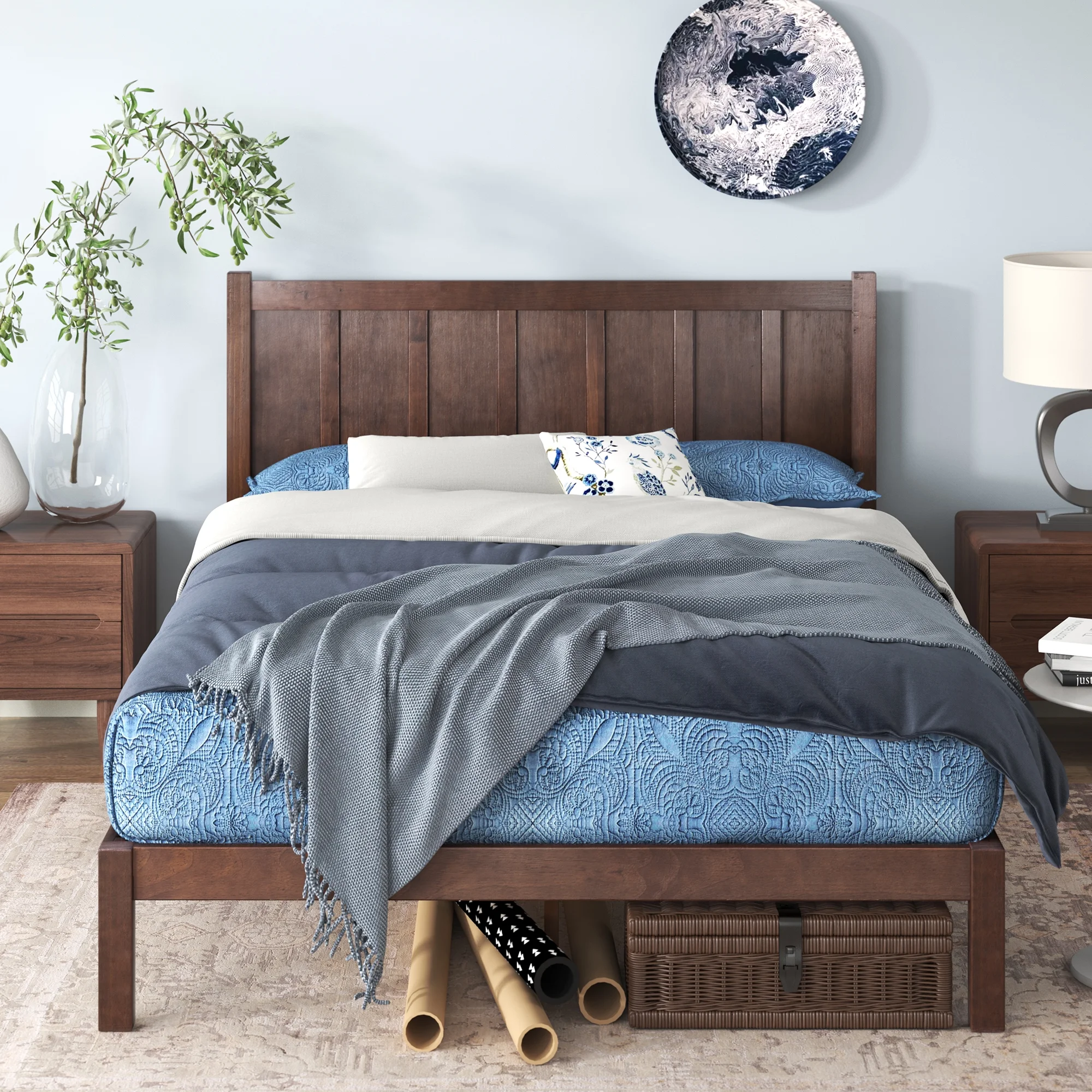 Zinus Adrian 42" Acacia Wood Platform Bed Frame, Queen