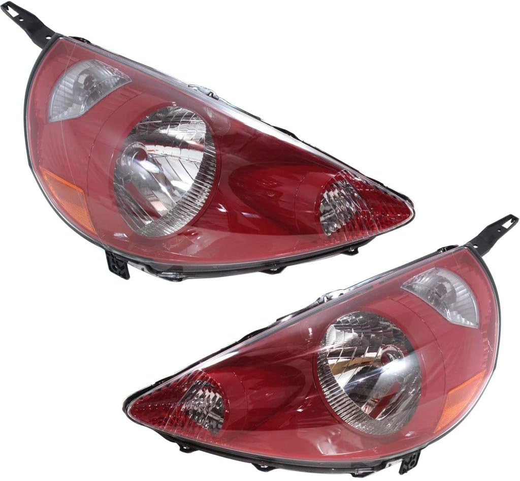 For Honda Fit Headlight Assembly Unit 2007 2008 Pair Driver and Passenger Side | Milano Red | Code R81 | DOT Certified | HO2518121 + HO2519121