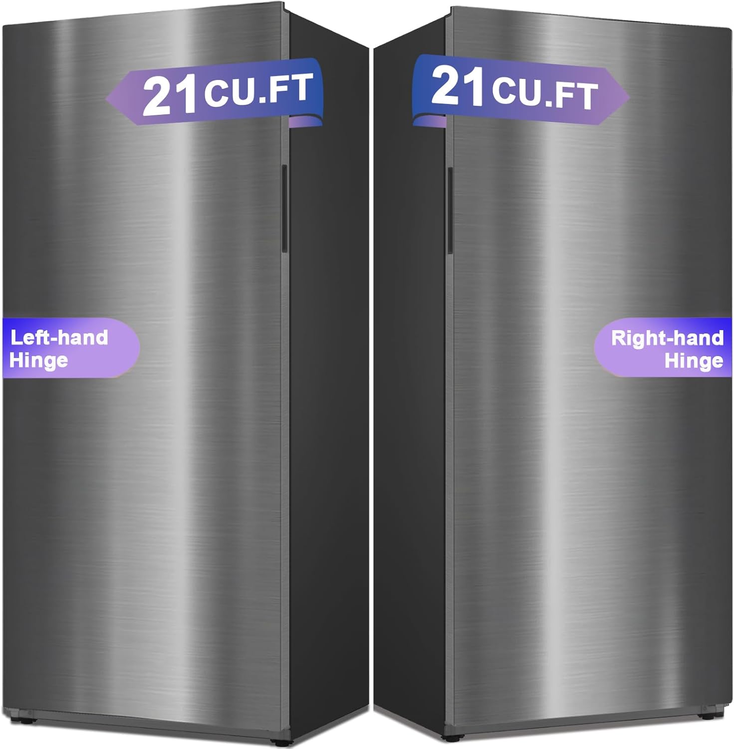 Upright Freezer 21 cu.ft Freezer Upright, Upright Freezers Stand Up Freezer Stainless Steel Standing Freezer Upright for Garage, Kitchen, Home Use(Left Hinge & Right Hinge Set)