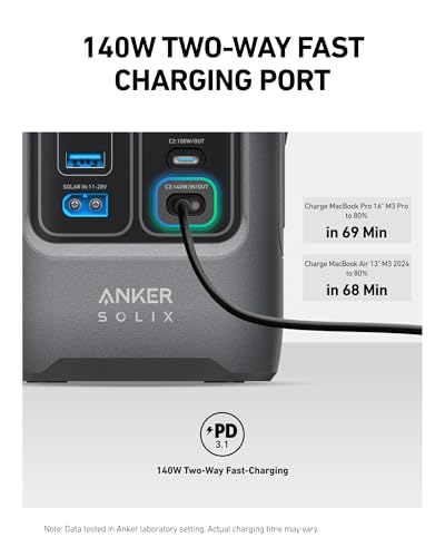 Anker SOLIX C200 DC Power Bank Station and 60W Solar Panel, 192Wh Portable Power Station, LiFePO4 Battery, 200W Solar Generator, for Outdoor, Camping, Traveling, and Emergencies