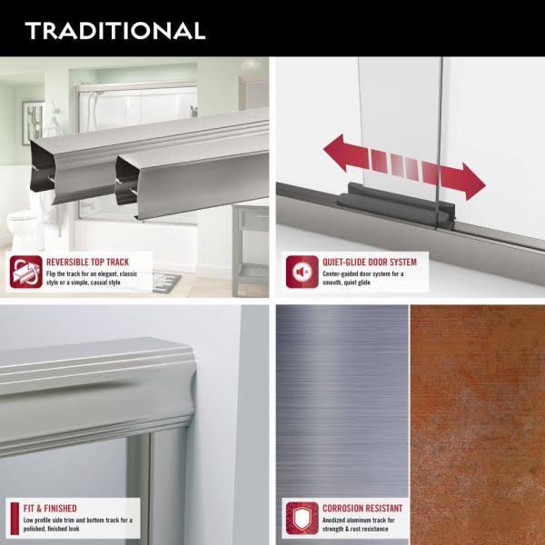 Delta Everly 60 in. x 58-1/8 in. Semi-Frameless Traditional Sliding Bathtub Door in Chrome with Tranquility Glass