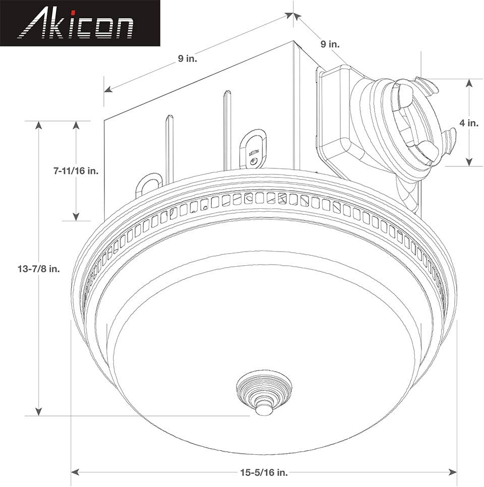 Akicon Ultra Quiet 110 CFM Round Exhaust Bathroom Fan with Warm Light and Nightlight Bronze (3x9W GU24 Base LED Bulbs and 1pcs E12 Nightlight Included)