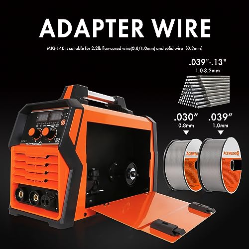 Digital 140A Gas Gasless MIG Welder, 110V/220V Dual Voltage, MIG/Flux MIG/Lift TIG/MMA Stick 4-in-1 Multiprocess Welding Machine IGBT DC Inverter