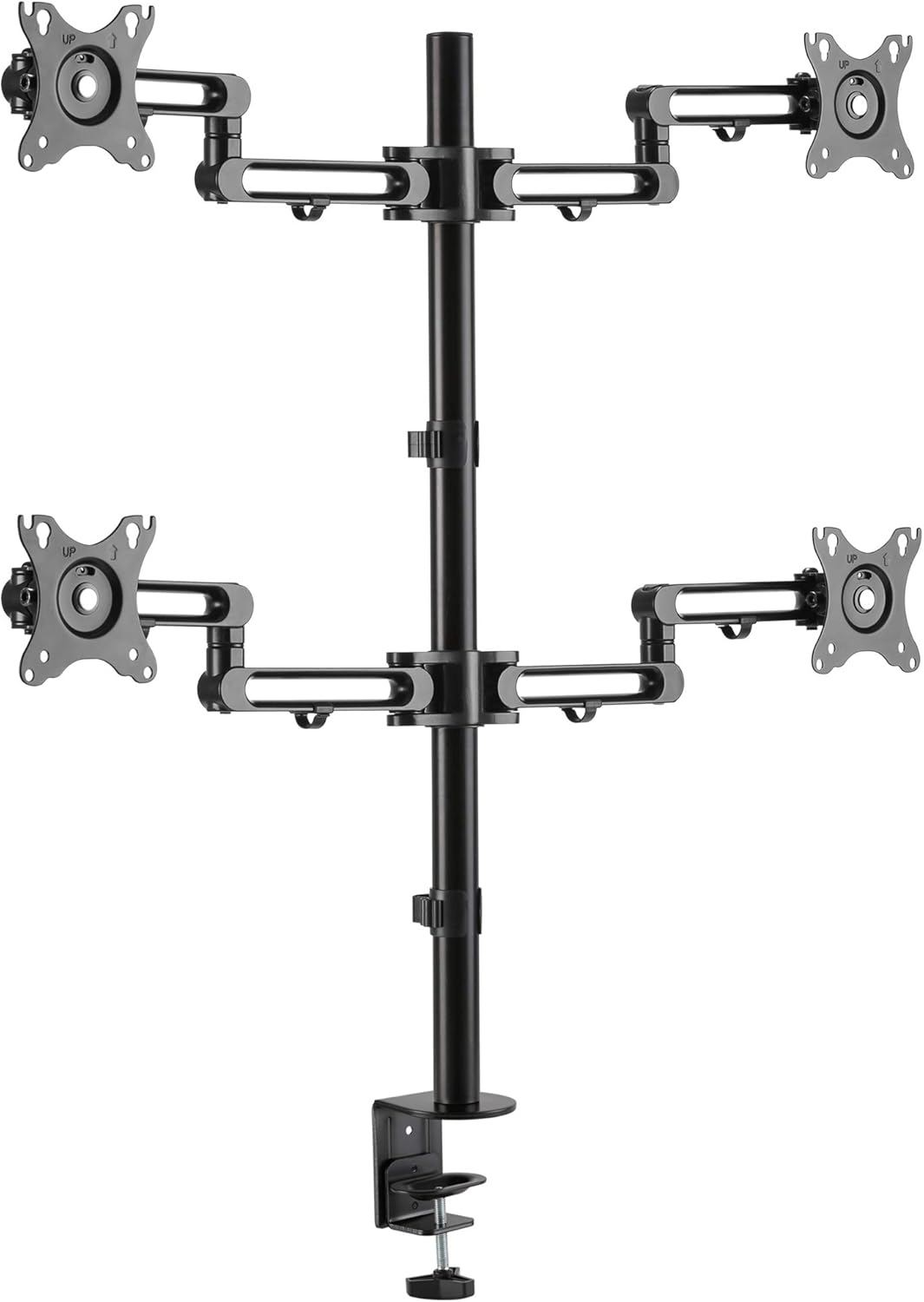 AVLT Quad 32" Monitor Desk Stand - Mount Four 17.6 lbs Computer Monitors on 4 Articulating Adjustable Arms - Organize Your Work Surface with Ergonomic Viewing Angle VESA Monitor Mount