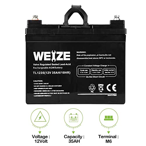 Weize Deep Cycle AGM 12 Volt 100Ah Battery, Maintenance-Free, 3% Self-Discharge Rate, 1150A Max Discharge Current, Perfect for RV, Solar, Trolling Motor, Wind, Marine, Camping and Off-Grid System
