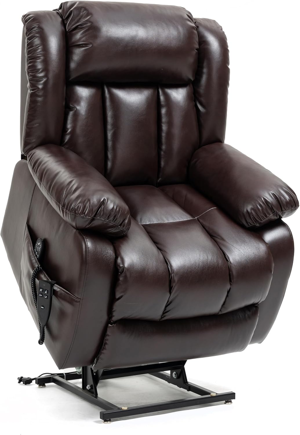 Dual Motor Electric Power Lift Recliner Chairs with Massage and Heat Vibration,Breathable Leather Lazy Lounge Sofa for Elderly, Heavy Duty Big Man Home Threat Seating with USB Ports for Living Room