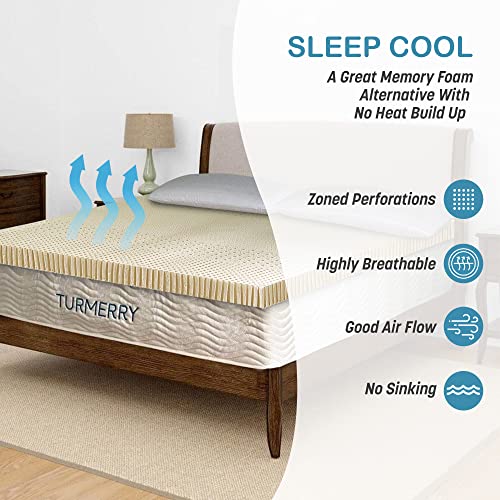 7 Zone Green Natural Organic Latex Mattress Topper King Size - 3 inch - Soft Plush Pillow Top - GOLS Certified Latex Foam Bed Pad for Side Sleepers Zonal Support Durable and Breathable