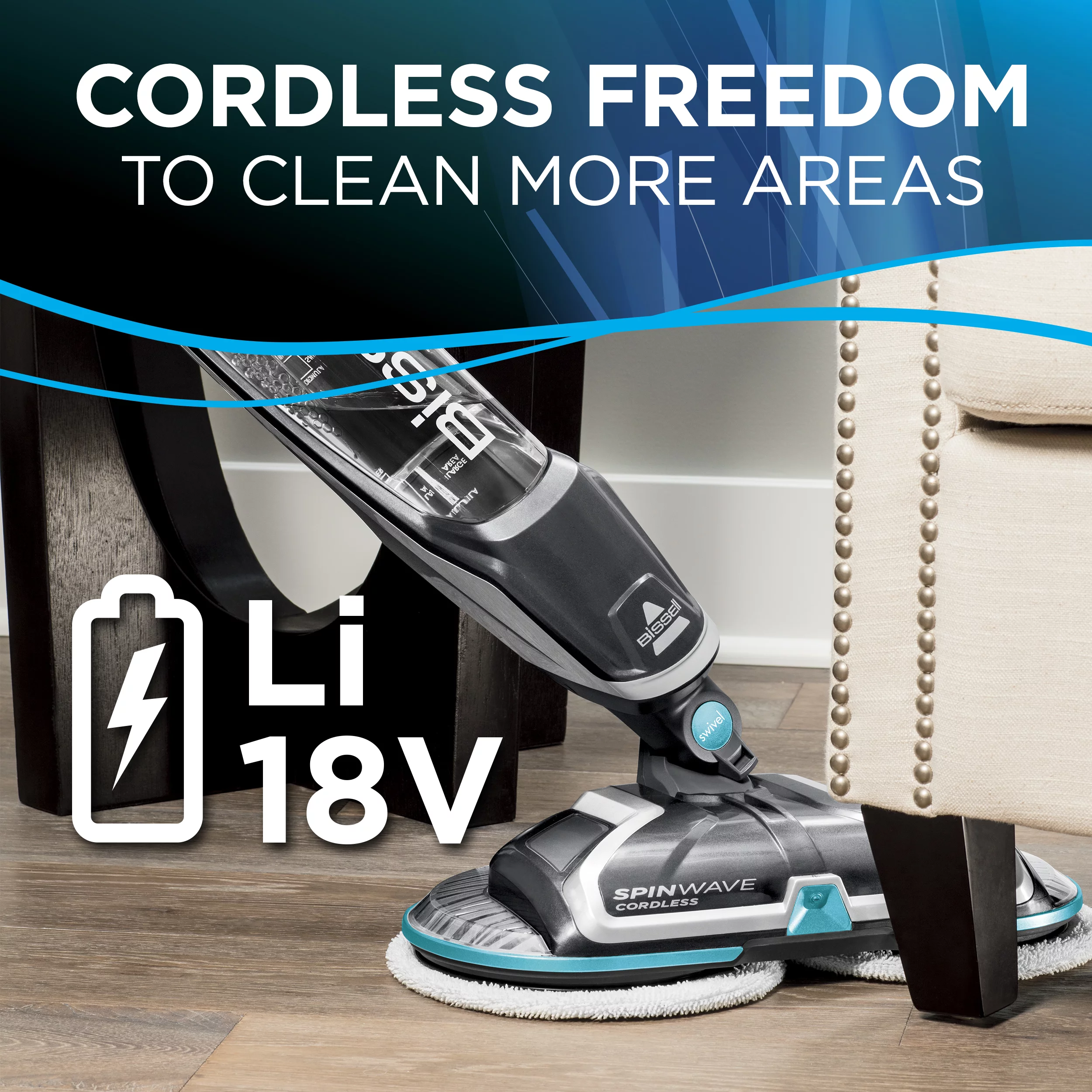 BISSELL Spinwave Cordless Powered Hard Floor Spin Mop and Cleaner, 2315A