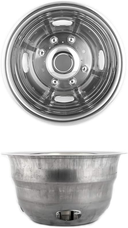 Deebior 4pcs 17inch Polished Stainless Steel Dually Wheel Simulators, Nice looking and Durable Bolt On Wheel Cover, 8 Lug 4 Hand Hole Hubcaps Fit for 2005-2021 Ford F350 with Installation Tool Kit A8P