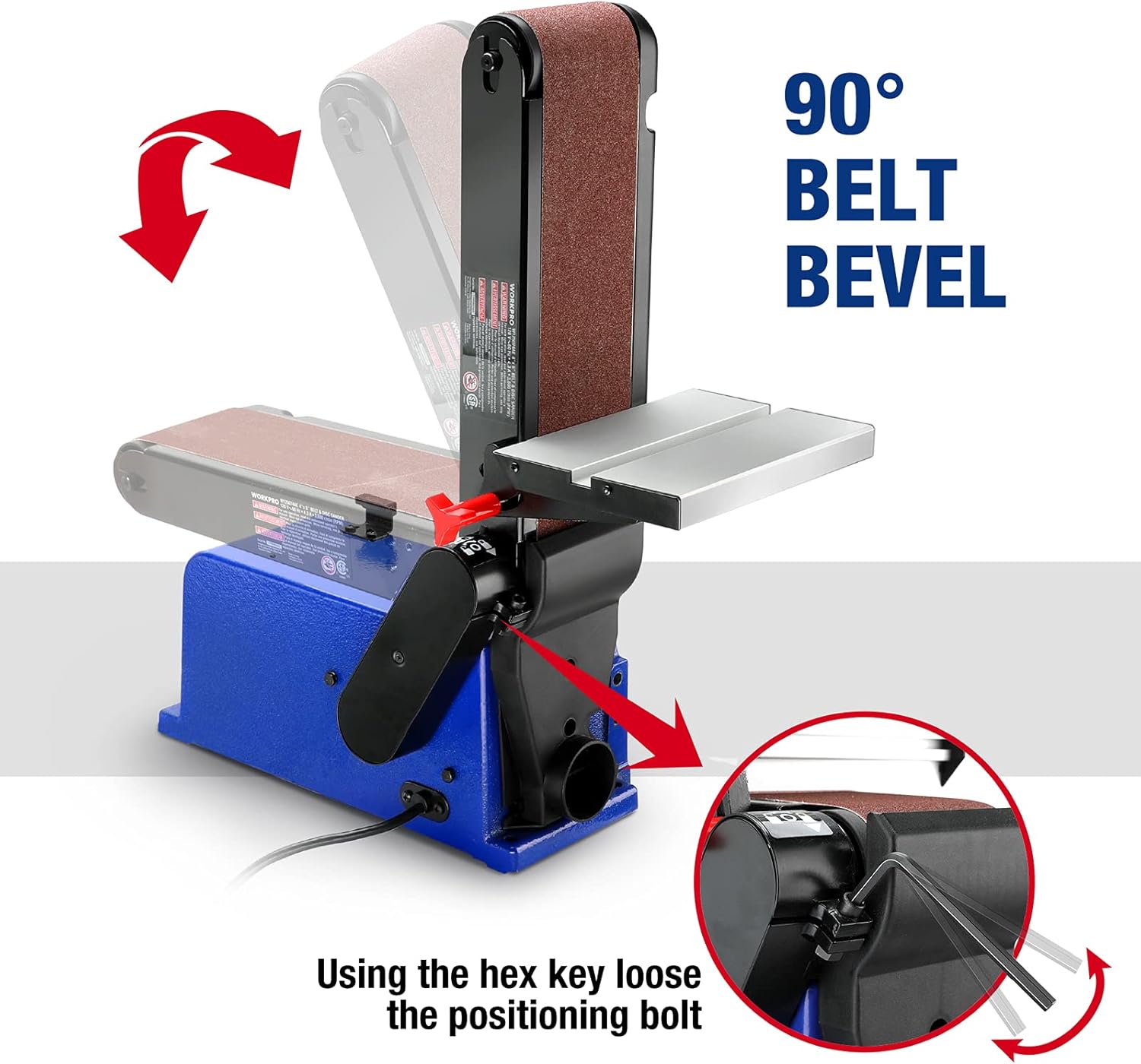 WORKPRO Belt Disc Sander, 4 in. x 36 in. Belt & 6 in. Disc Sander with 6pcs Sandpapers, Cast Iron Base for Sanding Woodworking, DIY Decoration