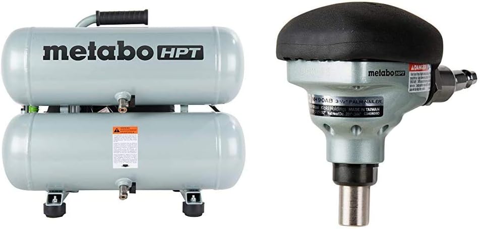 Metabo HPT Air Compressor, 4-Gallon, Electric, Twin Stack, Portable, Cast Iron, Oil Lubricated Pump, 135 PSI, 1-Year Warranty (EC99S)