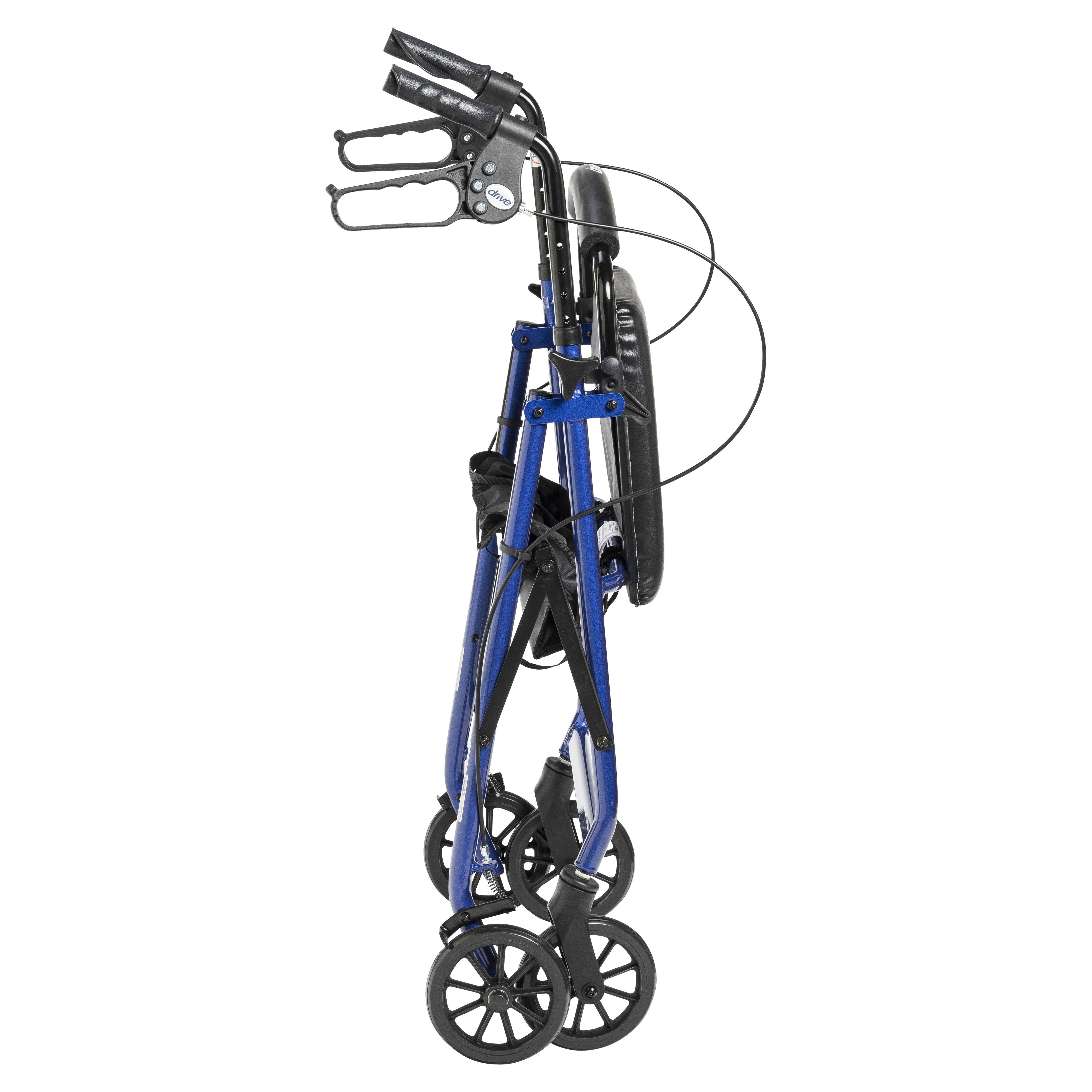 Drive Medical Walker Rollator with 6x22 Wheels Fold Up Removable Back Support and Padded Seat Blue