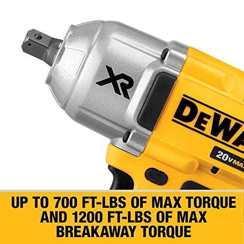 DEWALT 20V Max XR Impact Wrench Kit, Brushless, High Torque, Detent Pin Anvil, 1/2-Inch, Cordless (DCF899M1)
