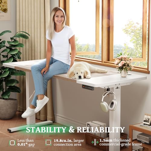 SIAGO Electric Standing Desk Adjustable - 48 x 24 Inch Sit Stand up Desk with Cable Management - 3 Memory Preset Adjustable Height Table