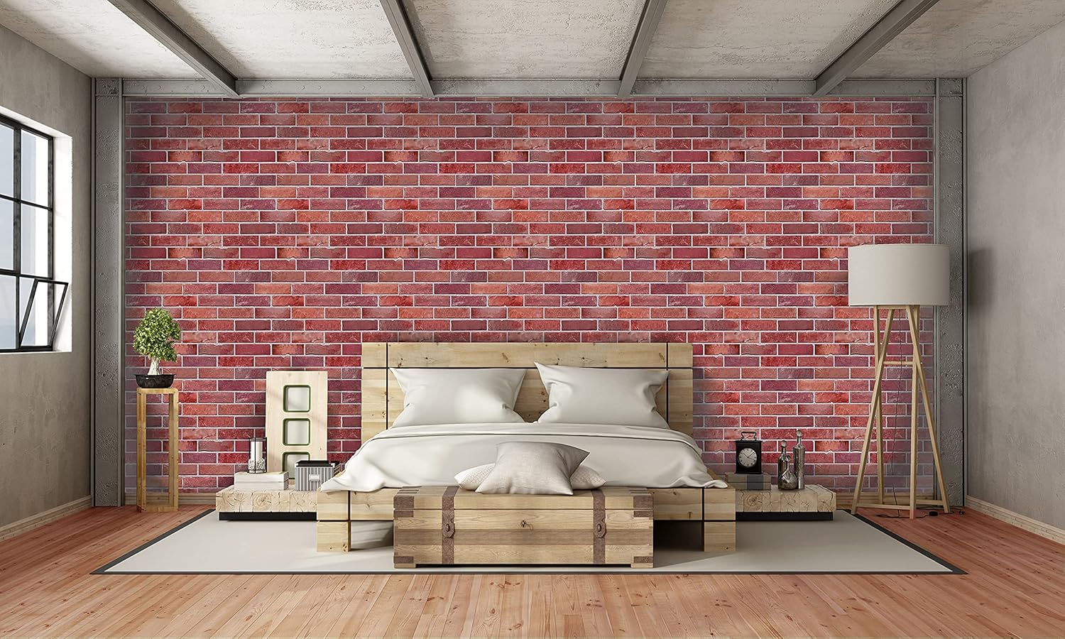 Retro-Art 3D Wall Panels, Pack of 10, Faux Brick in Red, PVC, 17.5" x 23.75", Cover 28.86 sq.ft. 570TG