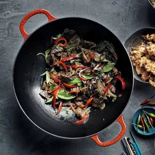 Le Creuset 5-Quart Signature Cast Iron Wok - Cerise