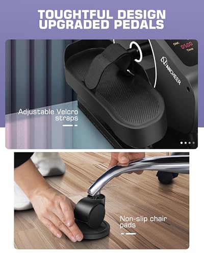 ANCHEER Under Desk Elliptical Machine, Resistance/Speed Dual Mode Ellipse Leg Exerciser While Sitting for Seniors Exercise Bike Pedal Exerciser While Sitting with Massage Pedal/Remote Control