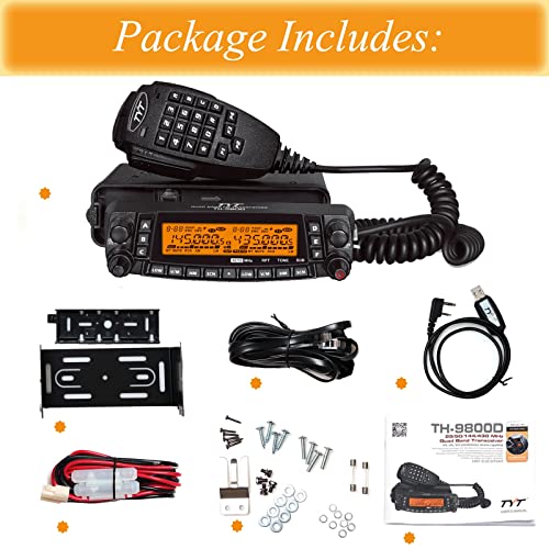 TYT TH-9800D Quad Band 50W Cross-Band Mobile Radio, 10M/6M/2M/70CM Mobile Transceiver, A+B Dual Band Two Way Radio
