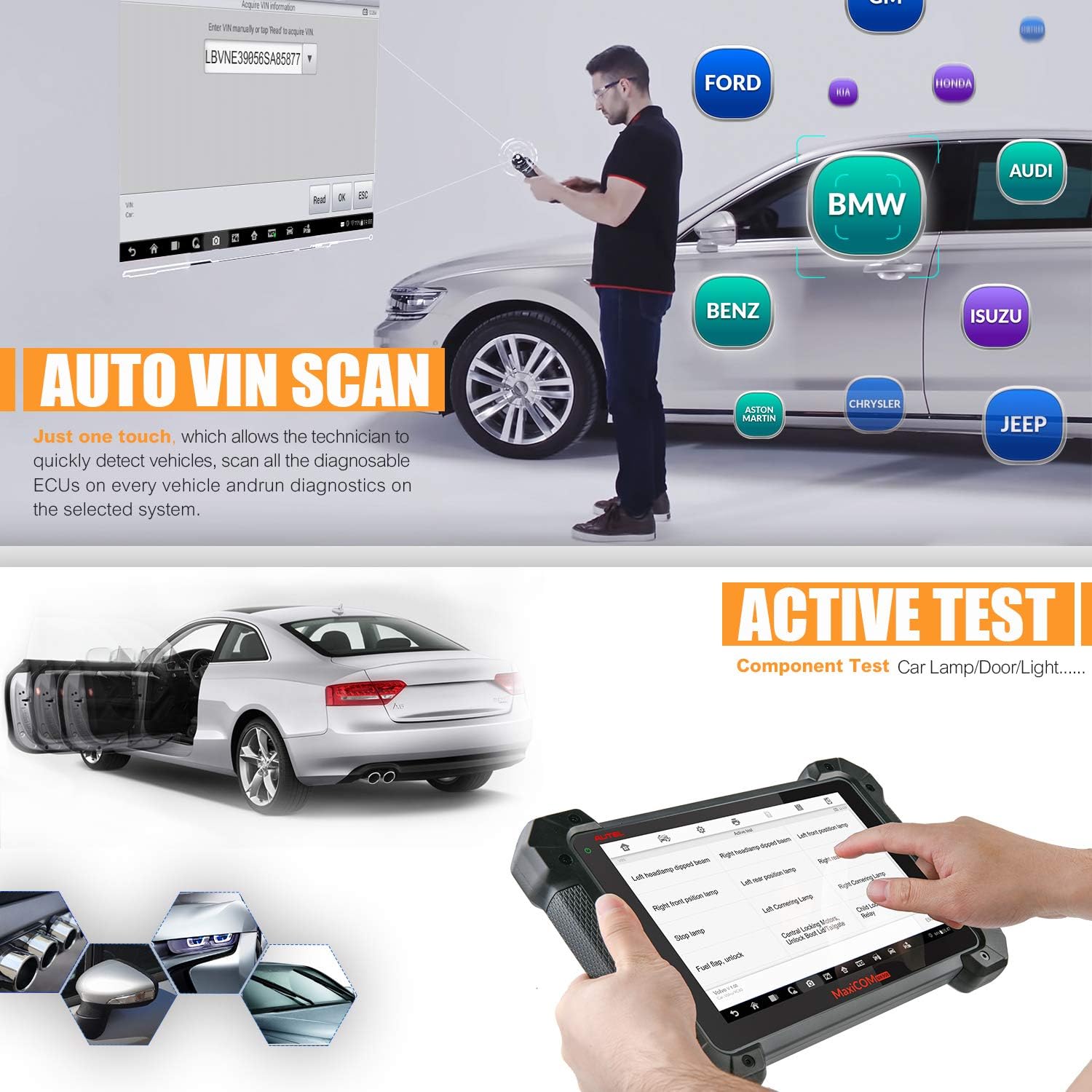 Autel MaxiCOM MK908 with MV108 Automotive Scan Tool 2022 Newest with Advanced ECU Coding, Bi-Directional Control, Active Tests, OE-Level All Systems Diagnosis & 31+ Services, Upgraded of MS906BT