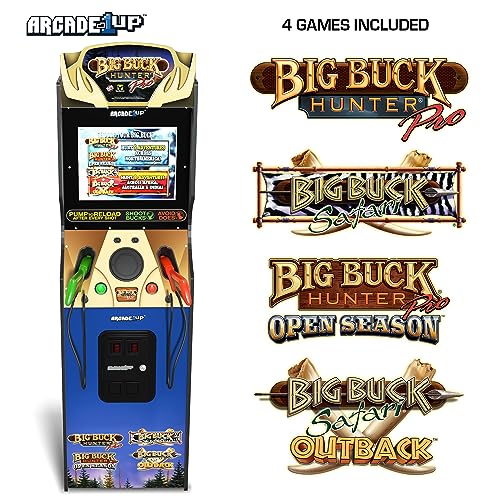Arcade1Up Big Buck Hunter Pro Deluxe Arcade Machine for Home, 5-Foot-Tall Stand-up Cabinet, 4 Classic Games, and 17-inch Screen