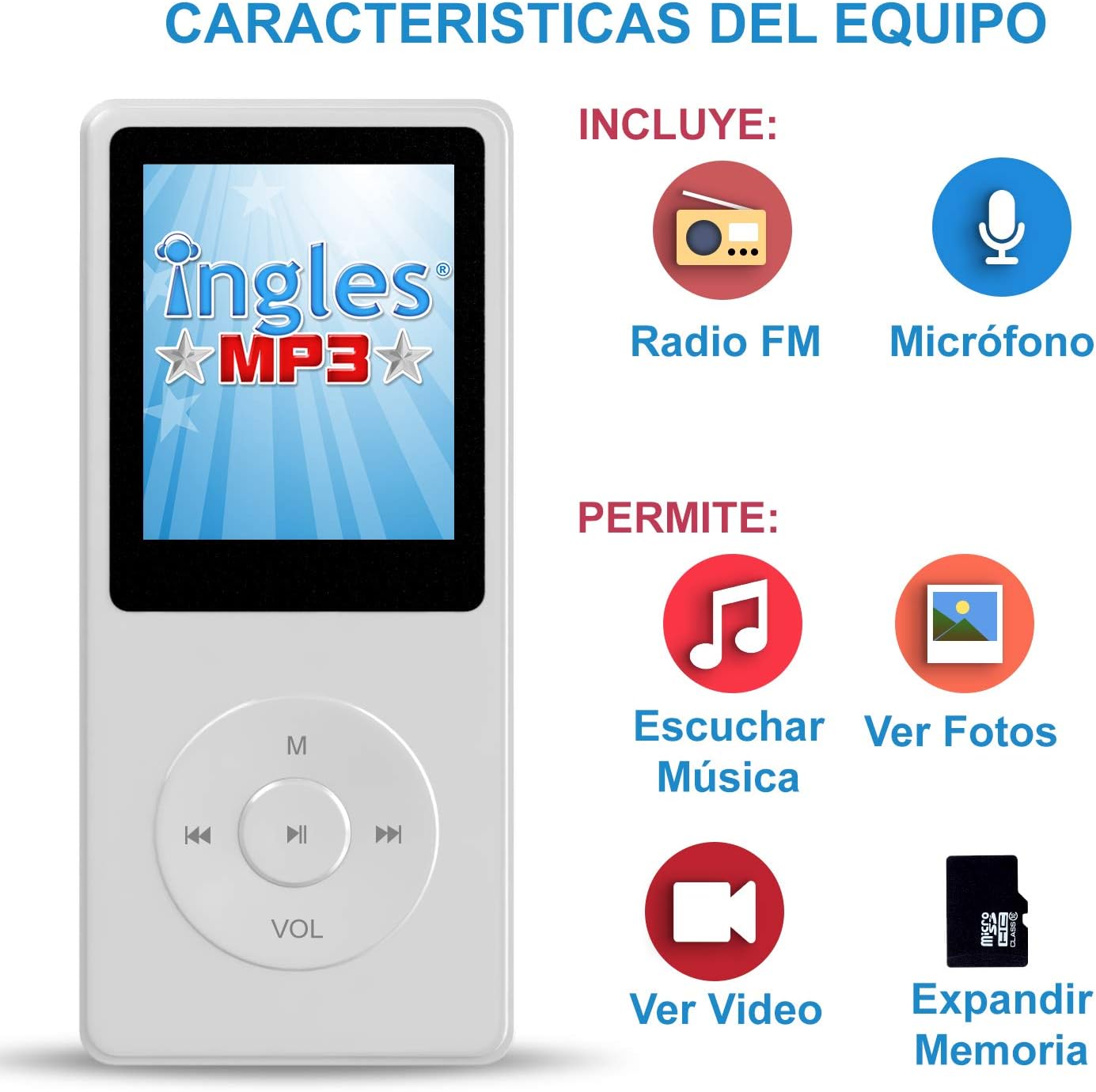 Curso de INGLES MP3, Aprende Ingles en 3 Meses, CURSO DE Ingles (Incluye reproductor mp3 compacto con 124 Lecciones + Libro Gu&iacute;a)