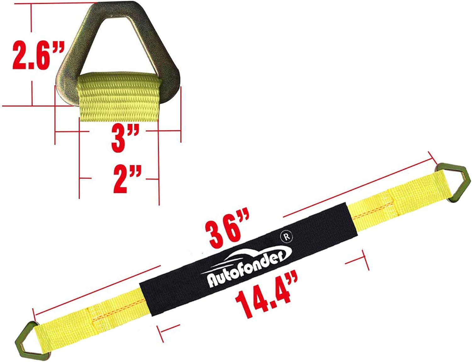 Autofonder Heavy Duty Tow Strap 12T Recovery Kit: 4WD Tow Strap + 3/4 Bow Shackle (2pcs) + Storage Bag (20ft)
