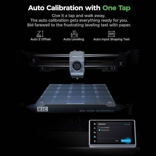Creality K1C 3D Printer, 2024 New Version 3D Printers with 600mm/s Fast Printing Speed, Support Carbon Fiber Filament 300℃ High-Temp Print, Auto Leveling and Clog-Free Direct Extruder