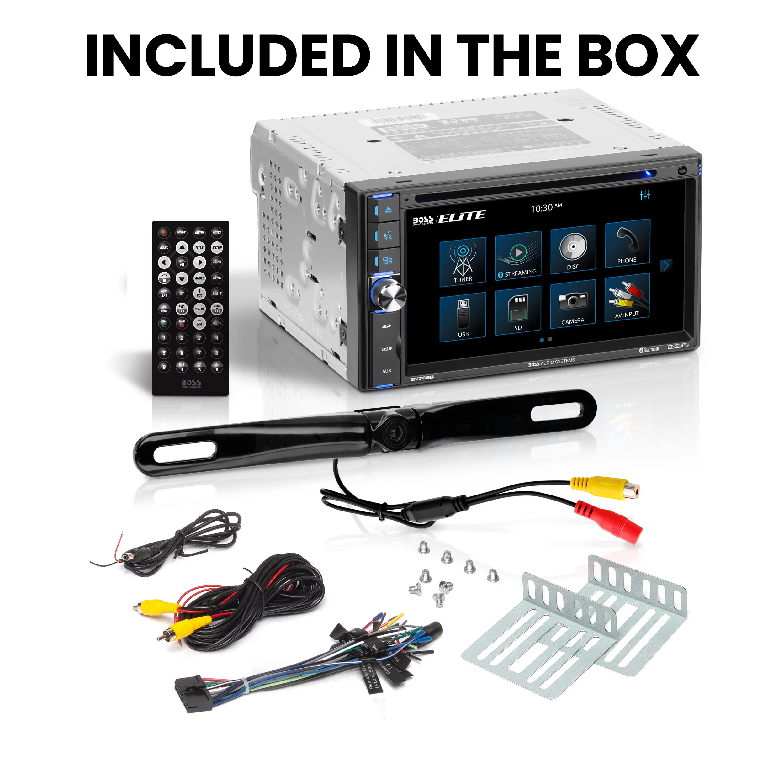 Restored Premium BOSS Audio Systems Elite BV765BLC Car Audio Stereo System 6.5 Inch Double Din, Touchscreen, Bluetooth Audio Calling Head Unit, Radio Receiver, CD Player, Backup Camera, USB (Refurbished)
