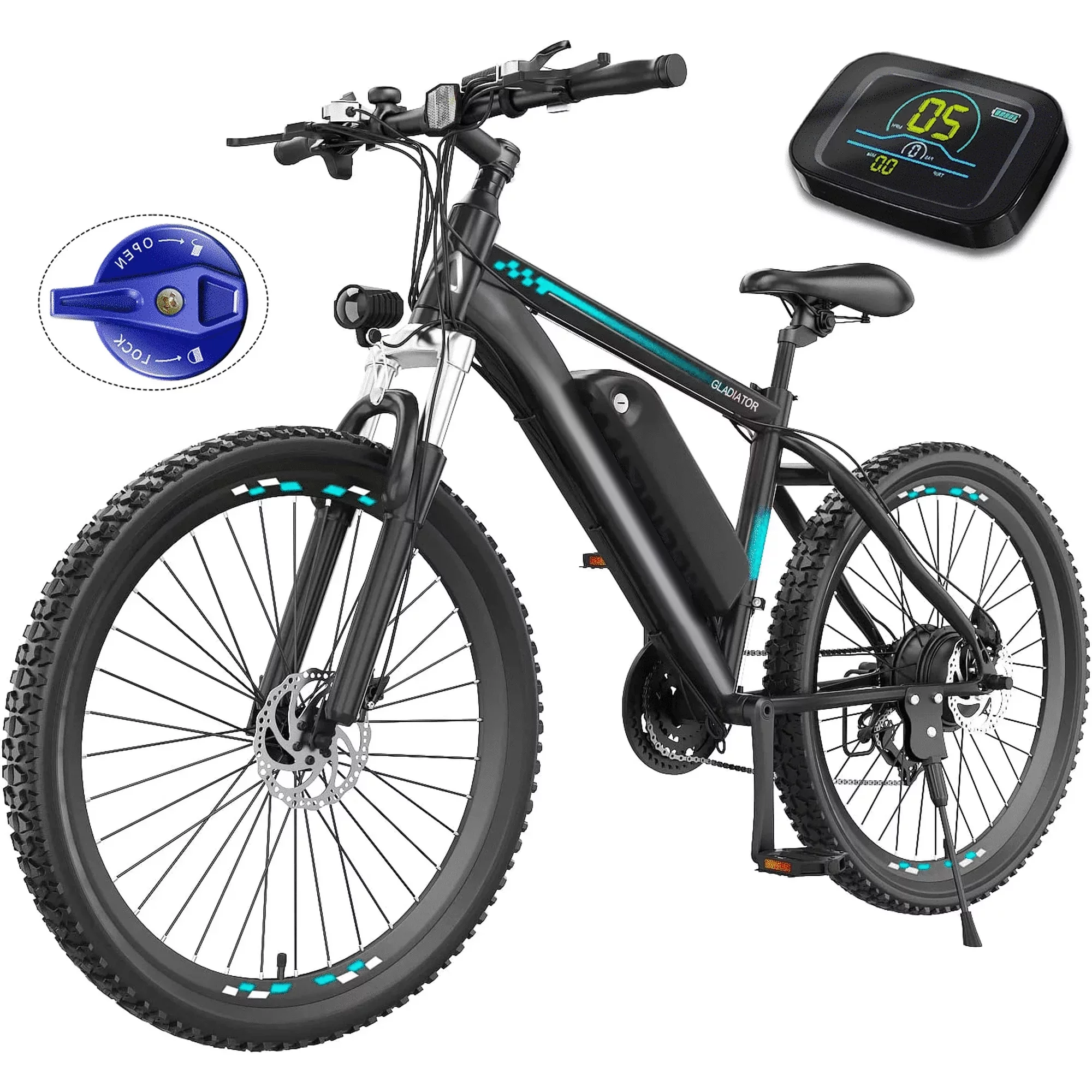 Electric Bike, Electric Bike for Adults 26" Ebike 500W Adult Electric Bicycle, 48V 10.4Ah 19.8MPH Electric Mountain Bike, Lockable Suspension Fork, Color LCD Display, Shimano 21 Speed