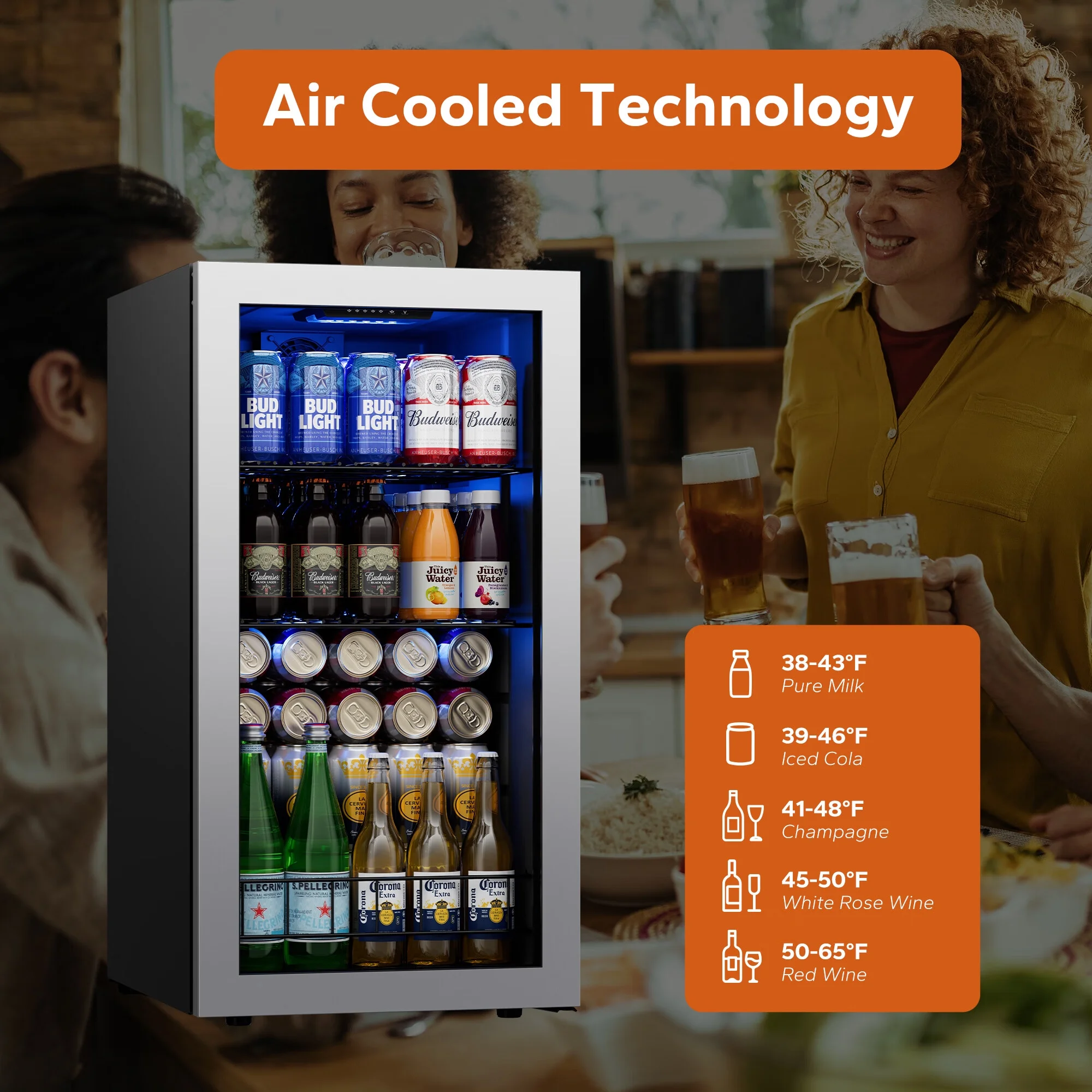 Ca'Lefort Beverage Refrigerator Cooler,242 Can Freestanding Beverage Fridge，Mini fridge with Glass Door for Home/Bar/Office(2 Pack)