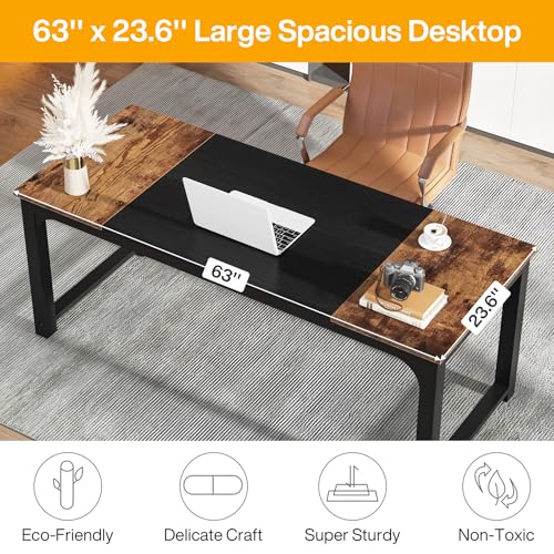 Tribesigns Modern Computer Desk, 63 x 31.5 inch Large Executive Office Desk Computer Table Study Writing Desk Workstation for Home Office, Spliced Desktop, White