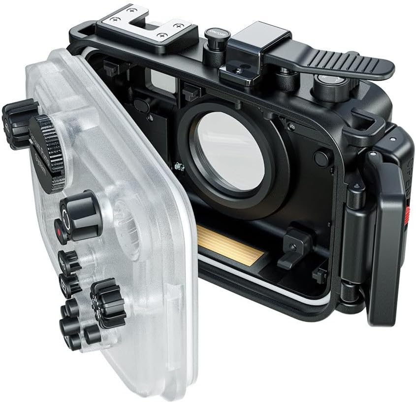 SeaFrogs Tough TG7 [60m/195ft] Professional Underwater Camera Scuba Case Waterproof Diving Housing for Om System tg7 Olympus Tough TG-7 tg7 - Black