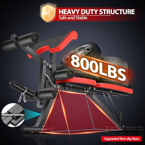 OPPSDECOR Adjustable Weight Bench with Leg Extension, Leg Curl - 800 LBS Heavy Duty Workout Bench for Home Gym - Preacher Curl, Flat, Incline, Decline Sit Up - Full Body Workout