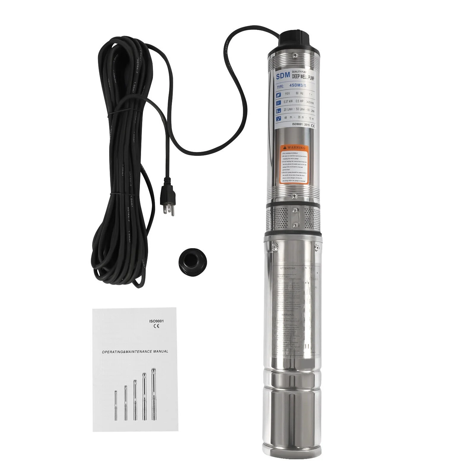 110V Submersible Deep Well Water Pump Stainless Steel Submersible Well Pump