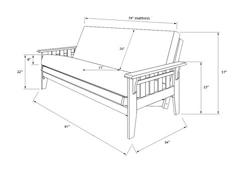 Kodiak Furniture Tucson Full Futon Set in Rustic Walnut Finish with Storage Drawers, Oregon Trail Java