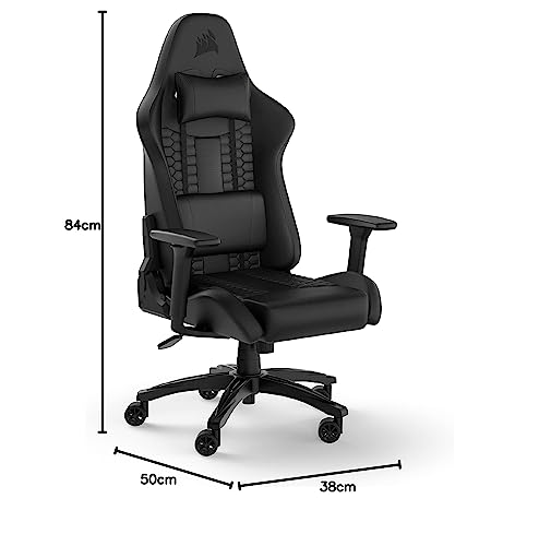 Corsair TC100 Relaxed Gaming Chair - Fabric - Racing-Inspired Design - Lumbar Pillow - Detachable Memory Foam Neck Pillow - Adjustable Seat Height - Adjustable Armrests - Gray and Black