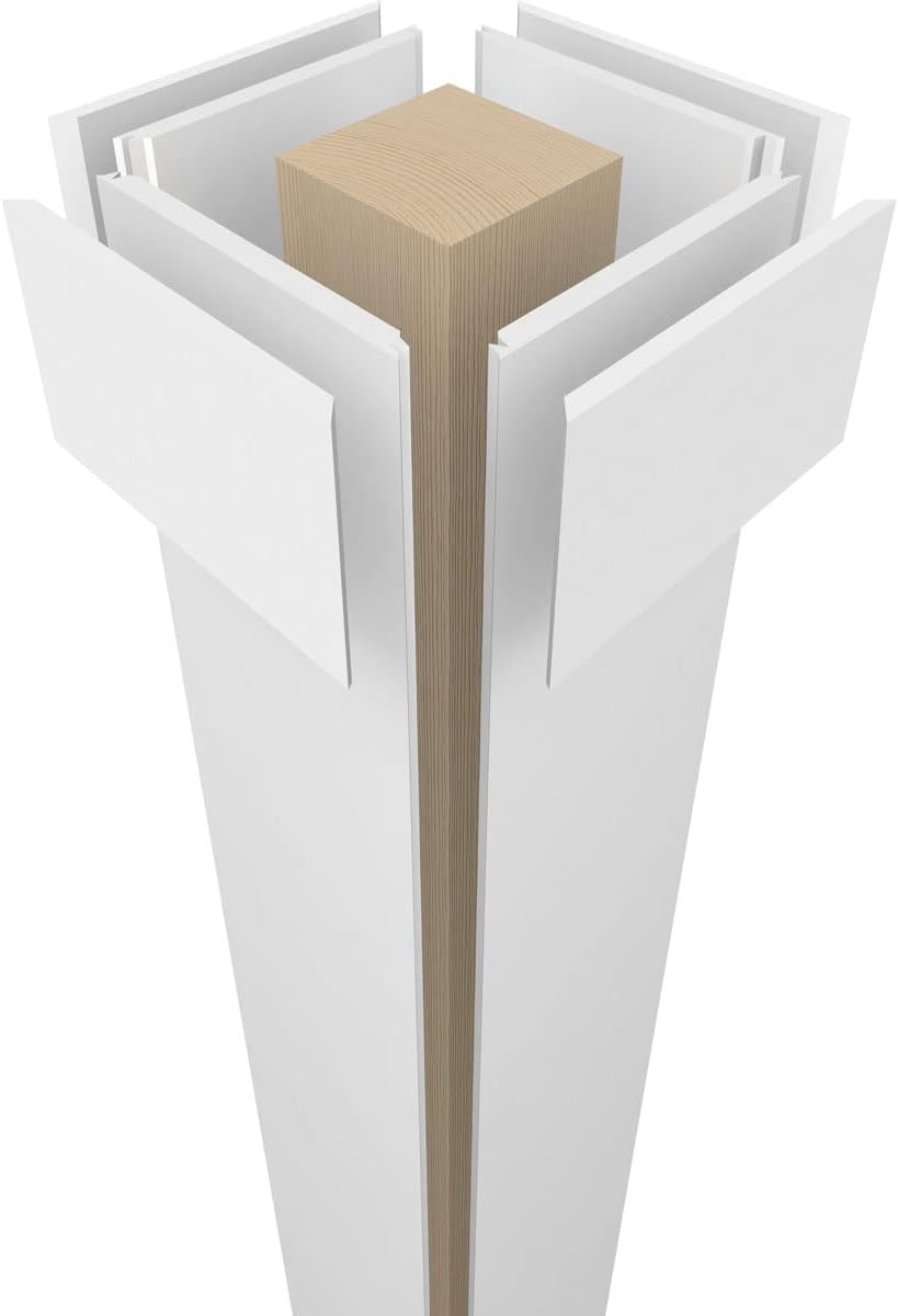 Ekena Millwork 10"W x 9'H Premium Square Non-Tapered Smooth PVC Endura-Craft Column Wrap Kit, Standard Capital & Base