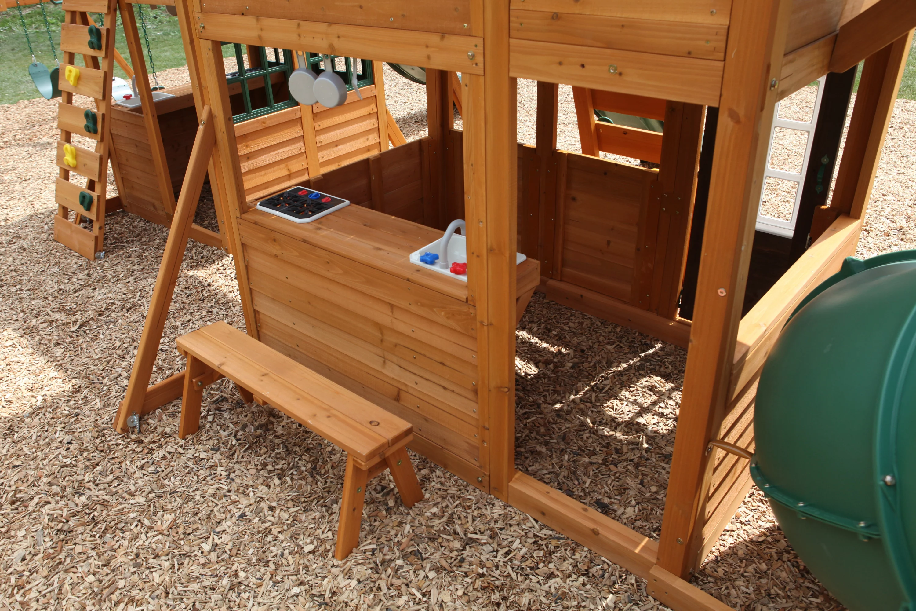 Paramount Wooden Swing Set / Playset with Tunnel, Slides and Kitchens