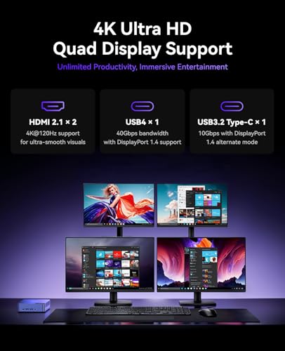 KAMRUI Mini PC with AMD Ryzen 7 5825U, 16GB DDR4 512GB M.2 SSD Mini Computer, Mini Gaming PC with USB Type-C, Desktop Computer Supports Triple 4K Display, WiFi 6, BT 5.2