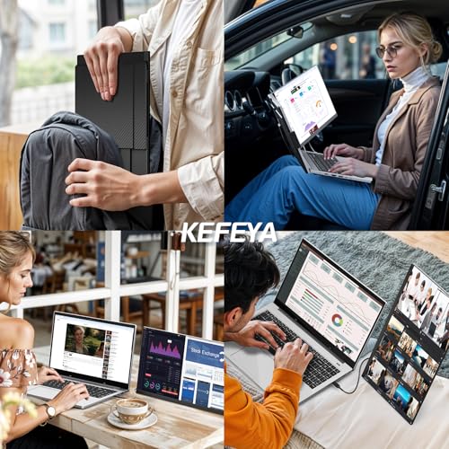Laptop Screen Extender, 15.6" Portable Monitor for Laptop with 120% sRGB, FHD IPS & USB to HDMI Hub & 235° Rotation, Triple Monitor Extender Plug & Play Fits for All Laptops (Mac/Win/Android)