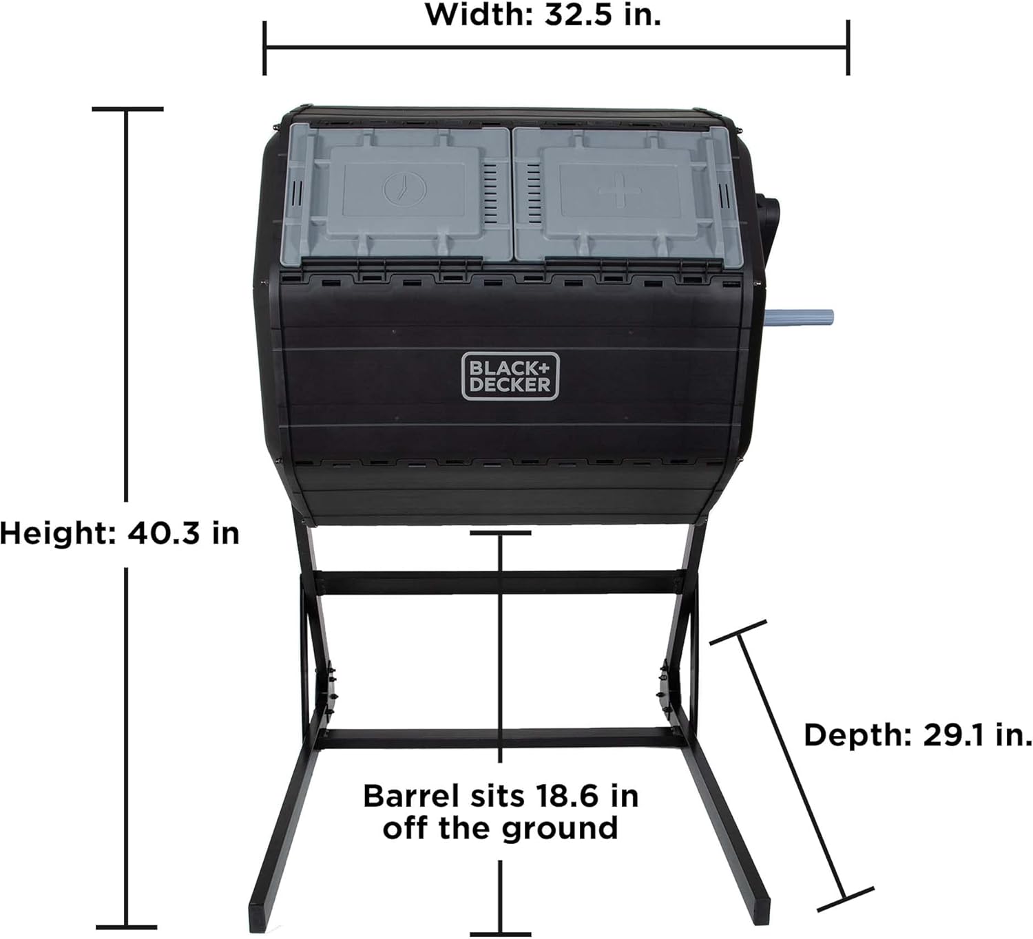 BLACK+DECKER Compost Tumbler, Dual Chamber Composter, 40 Gallon, Easy Handle System for Composting