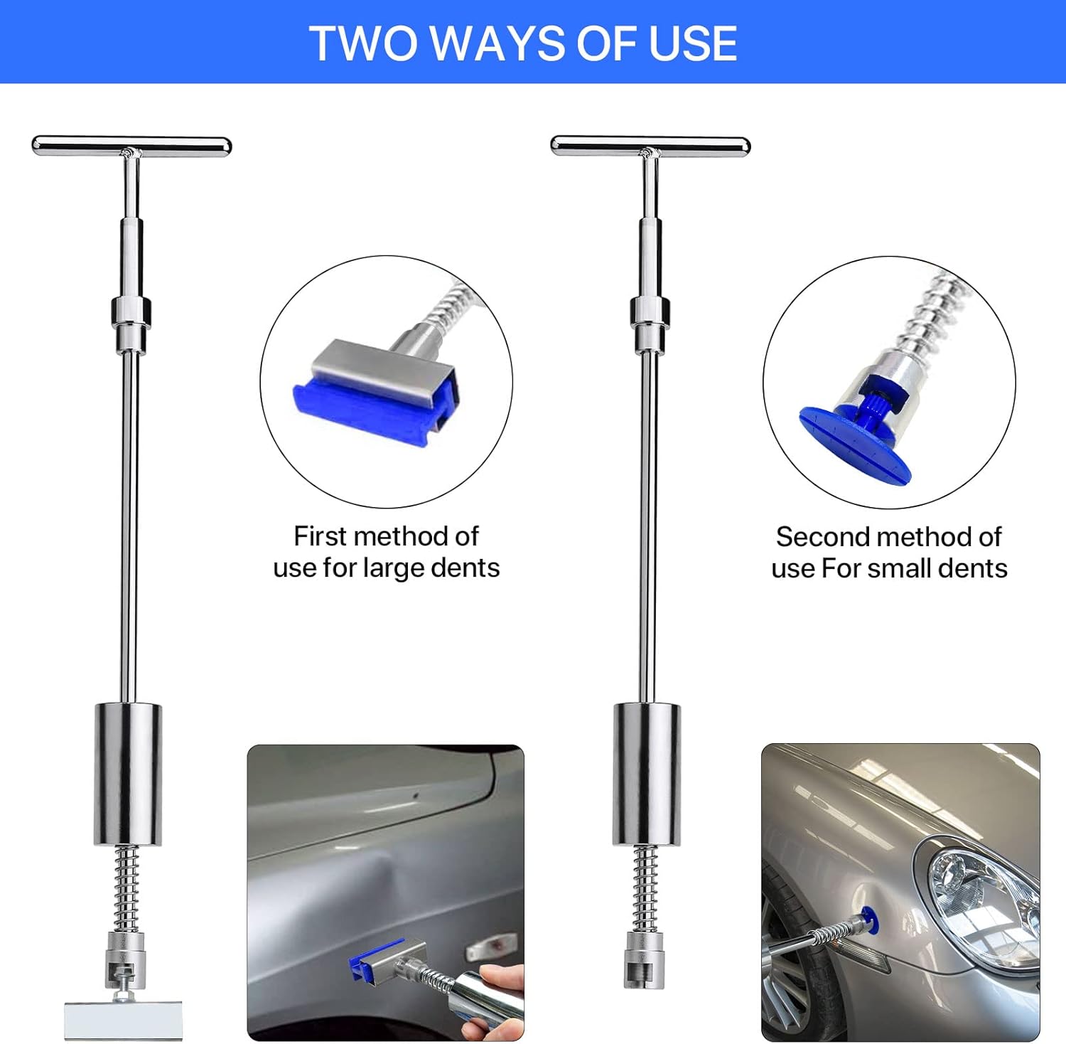 Auto Body Repair Tool Kit, 52pcs Car Dent Puller with Repair Rods, Air Wedge Bag, Window Wedge, T-bar Dent Puller for Car Dent Remover, Paintless Dent Repair Kit for Minor Dent and Deep Dent Removal