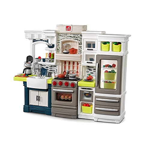 Step2 Elegant Edge Kids Kitchen, Indoor/Outdoor Play Kitchen Set, Toddlers 3+ Years Old, 70+ Piece Kitchen Toy Set, Easy to Assemble