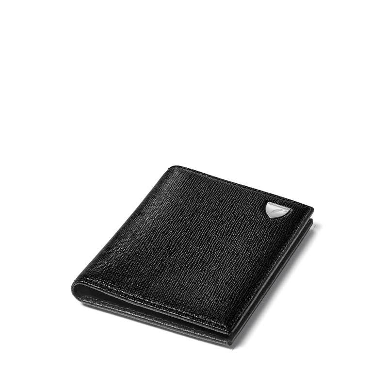 Aspinal of London Black Double Fold Credit Card Holder