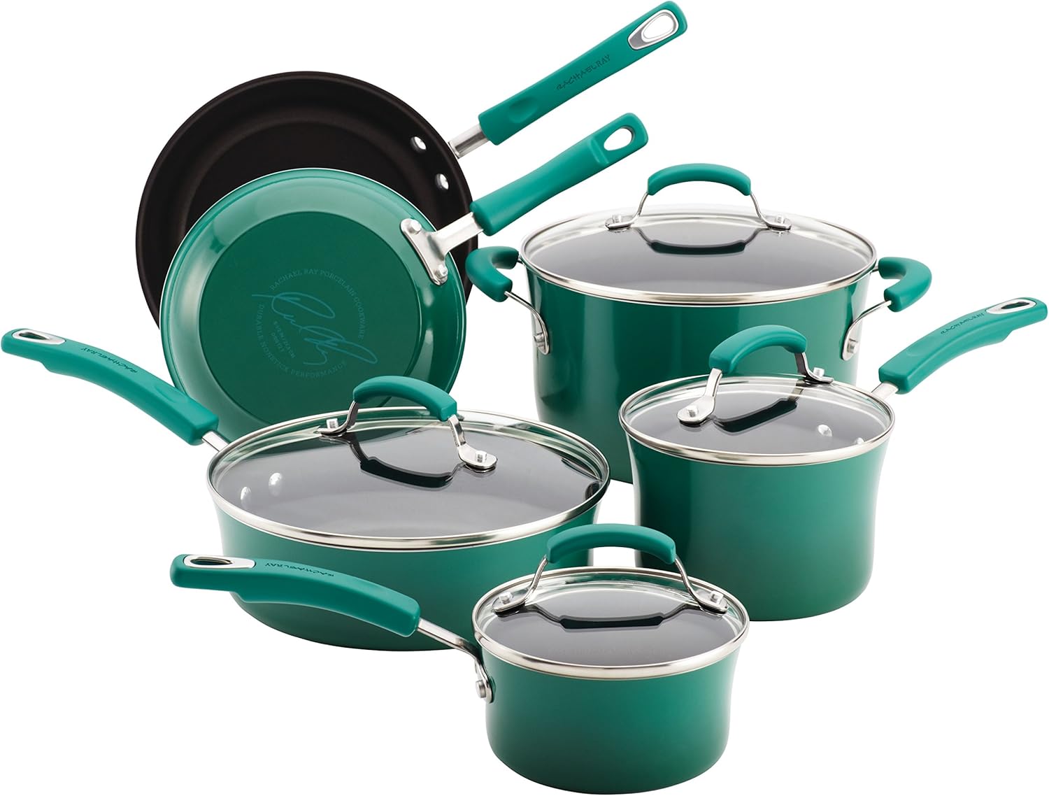 Rachael Ray Brights Nonstick Cookware Pots and Pans Set, 14 Piece, Purple Gradient