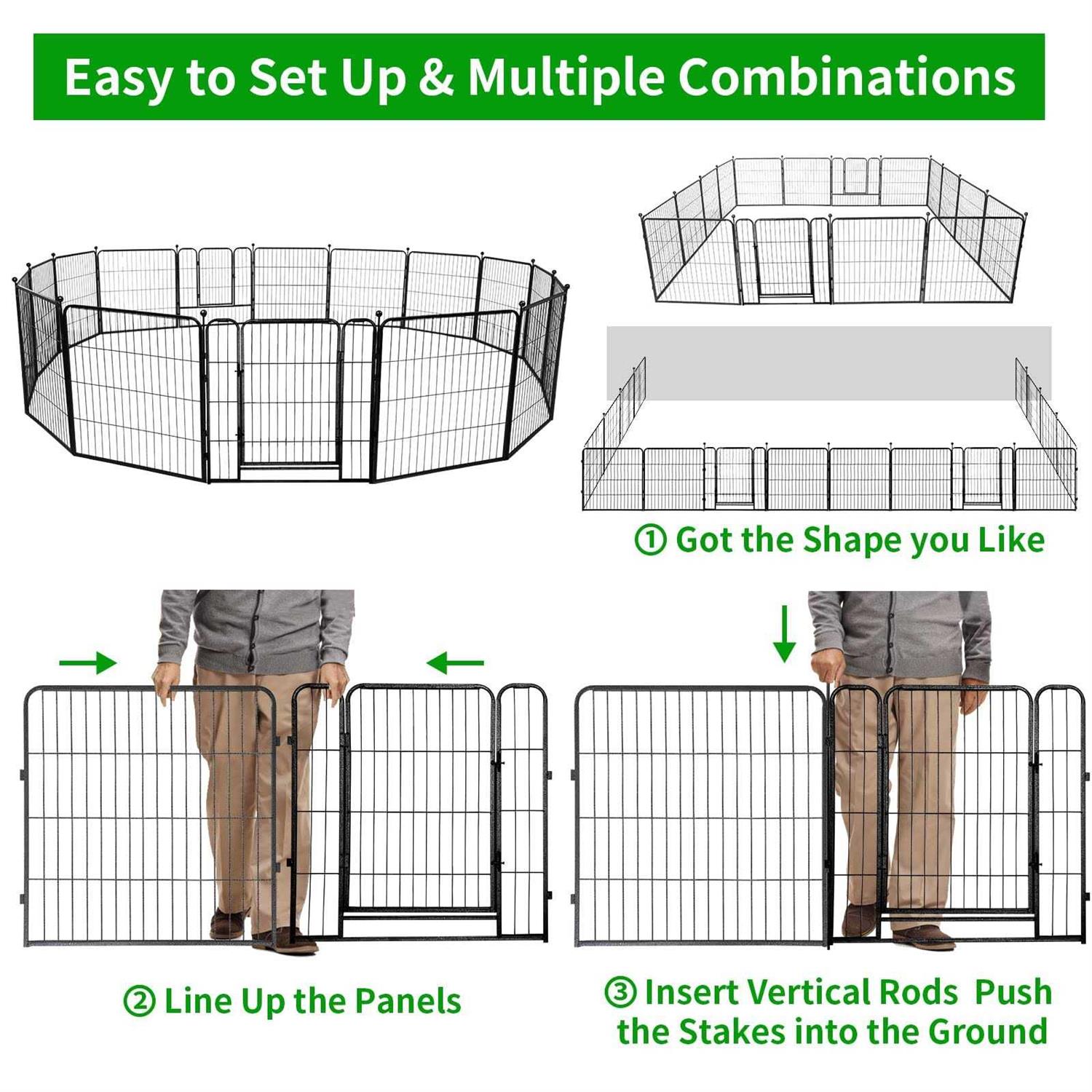 Kfvigoho Dog Playpen Outdoor Panels Heavy Duty Dog Pen Height Puppy Playpen Indoor Anti-Rust Exercise Fence with Doors for Medium/Small Pet - Pet Supplies online store
